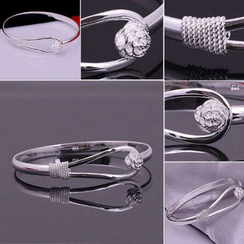 Elegant Silver Flower Link Bracelet