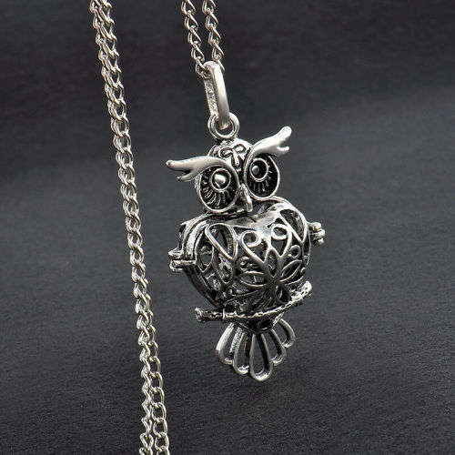 Owl Locket Necklace Perfume Fragrance Essential Oil Aromatherapy Diffuser