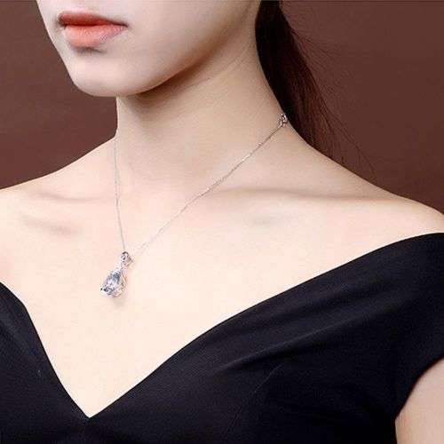 Elegant Silver Drop Necklace Bracelet Earring Ring Set