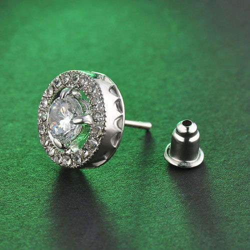 Sanwood White Gold GP Crystal Diamond Zircon Earrings