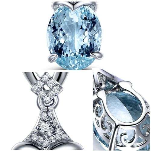 Aquamarine Jewelry Pendant Necklace