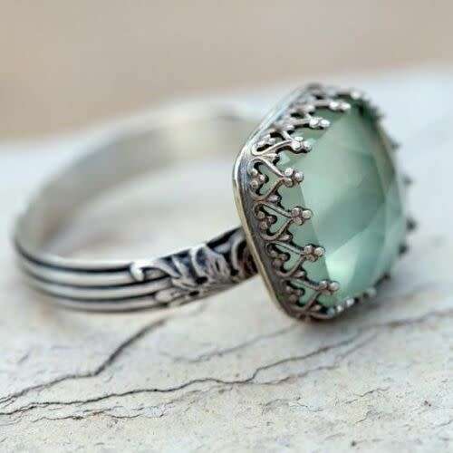 Fashionable Silver Prehnite Ring