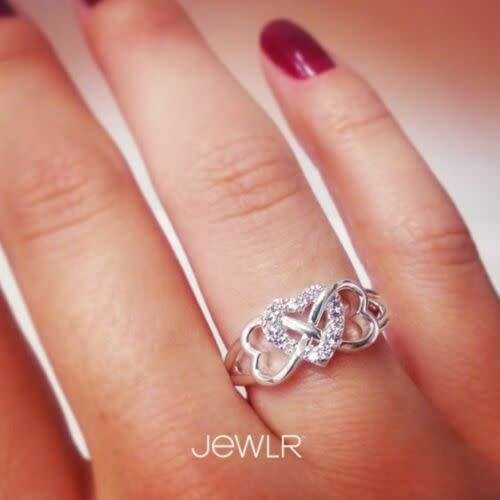 Silver Infinity Three Heart Ring