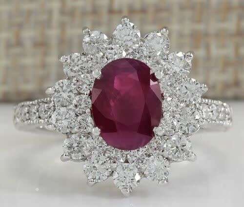 Charming Silver Deep Red Sapphire Oval Ring