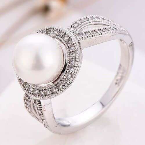 Delicate Sapphire Pearl Silver Ring