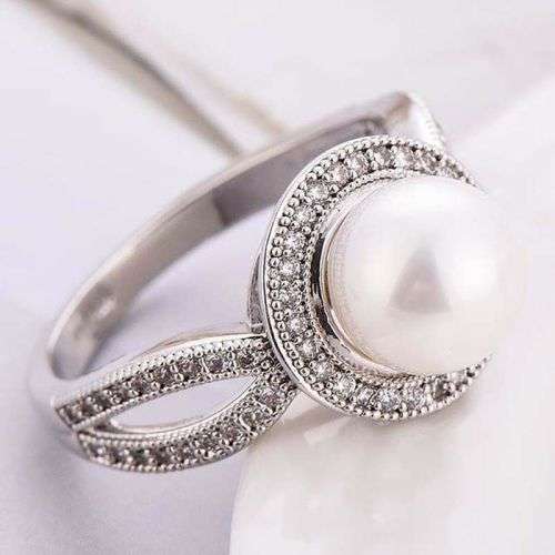 Delicate Sapphire Pearl Silver Ring