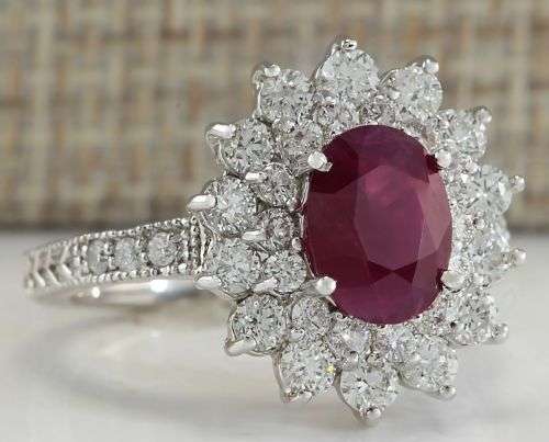 Charming Silver Deep Red Sapphire Oval Ring