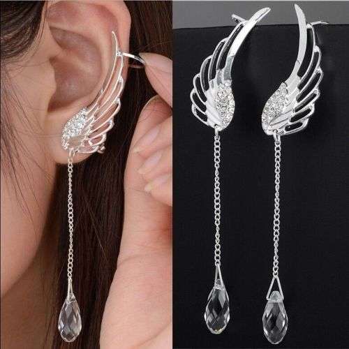 Graceful Silver Sapphire Angel Wing Earrings