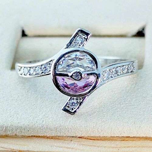 Charming Silver Amethyst CZ Ring
