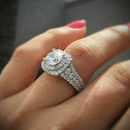 Silver Sapphire CZ Stone Ring