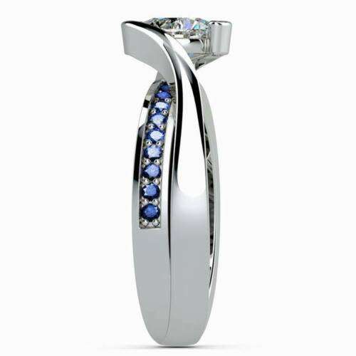 Elegant Silver White Blue Sapphire CZ Ring (LAST ONE)