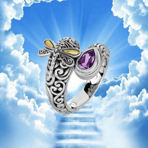 Silver Antique Dragonfly Ring