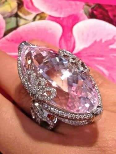 Silver Pink Sapphire CZ Ring