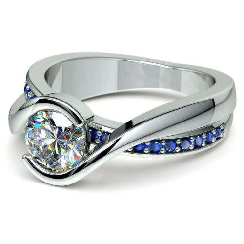 Elegant Silver White Blue Sapphire CZ Ring (LAST ONE)
