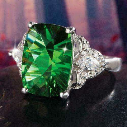Silver Emerald CZ Ring
