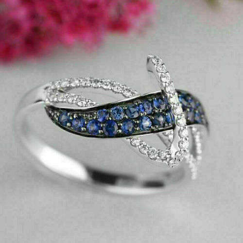 Silver Sapphire CZ Ring