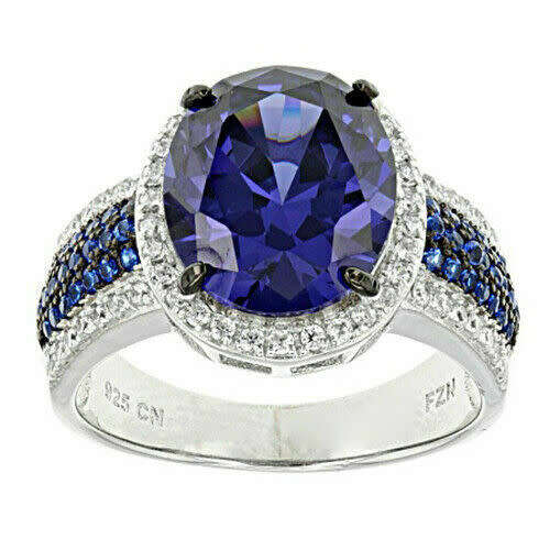 Silver Sapphire CZ Ring