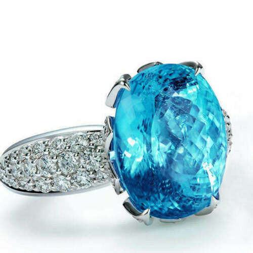 Silver Blue Sapphire CZ Ring