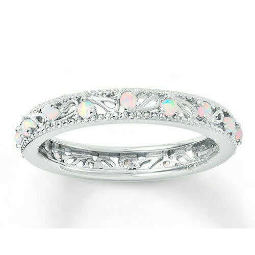 Silver White Fire Opal Ring