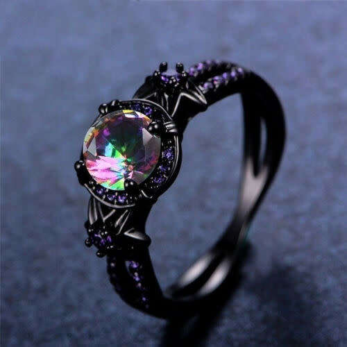 Round Cut Mystic Topaz CZ Ring