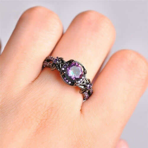 Round Cut Mystic Topaz CZ Ring
