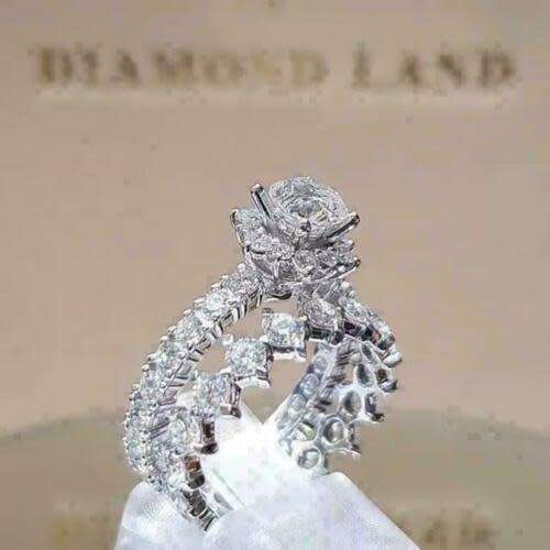 Georgeous Silver Bold Daimond CZ Ring Set Sizes 8-9