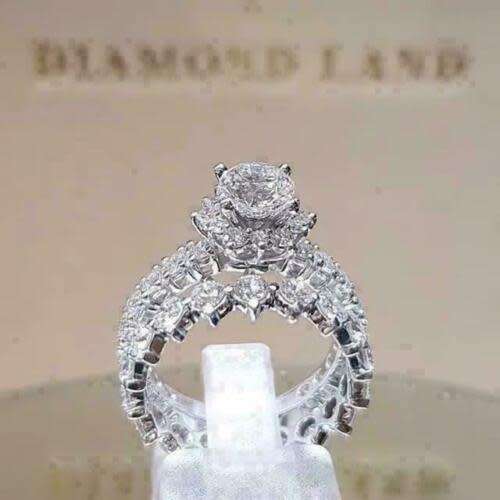 Georgeous Silver Bold Daimond CZ Ring Set Sizes 8-9