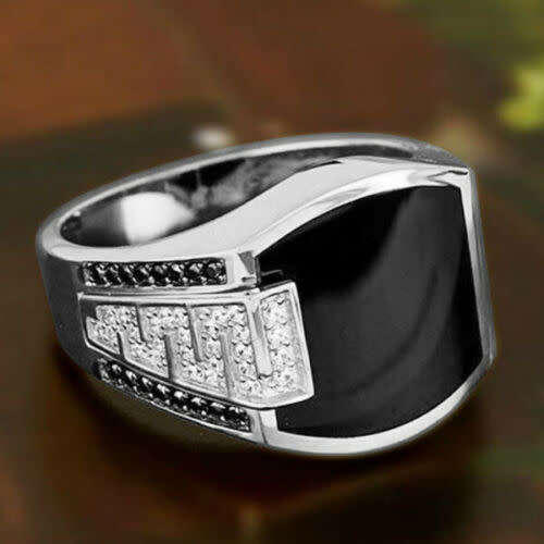Titanium Never Fade Black Sapphire Onyx Diamond CZ Signet Ring Jewelry Sizes 13-14