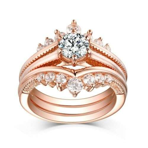 Gorgeous White Diamond CZ Gold Princess Ring Women Jewelry Size 8