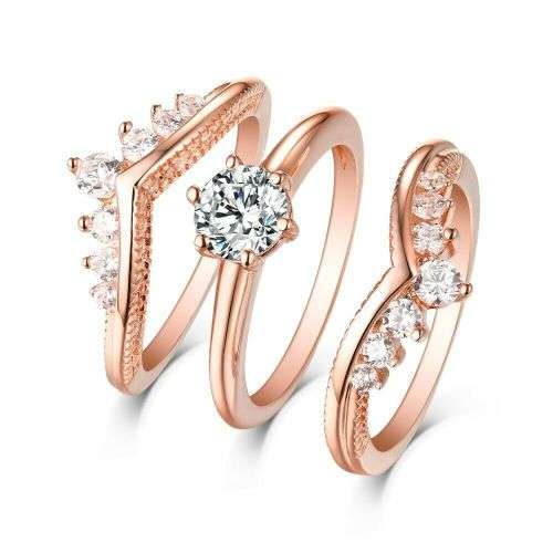 Gorgeous White Diamond CZ Gold Princess Ring Women Jewelry Size 8