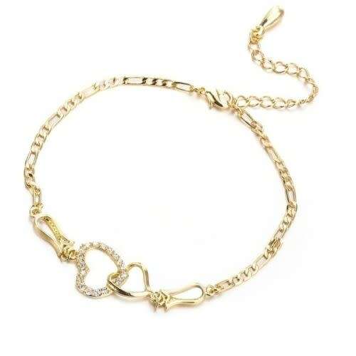 Gorgeous Gold Zircon Crystal Bracelet Bangle Jewelry Adjustable Heart Infinity