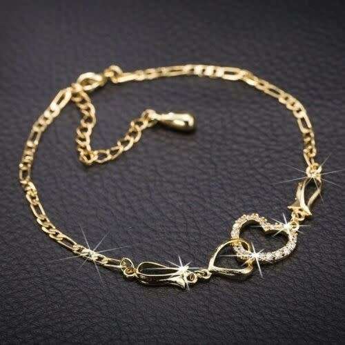 Gorgeous Gold Zircon Crystal Bracelet Bangle Jewelry Adjustable Heart Infinity