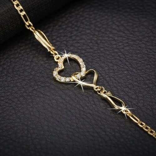 Gorgeous Gold Zircon Crystal Bracelet Bangle Jewelry Adjustable Heart Infinity
