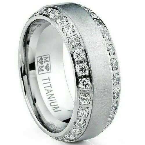 Gorgeous Titanium Never Fade Diamond CZ Rings Size 7-8