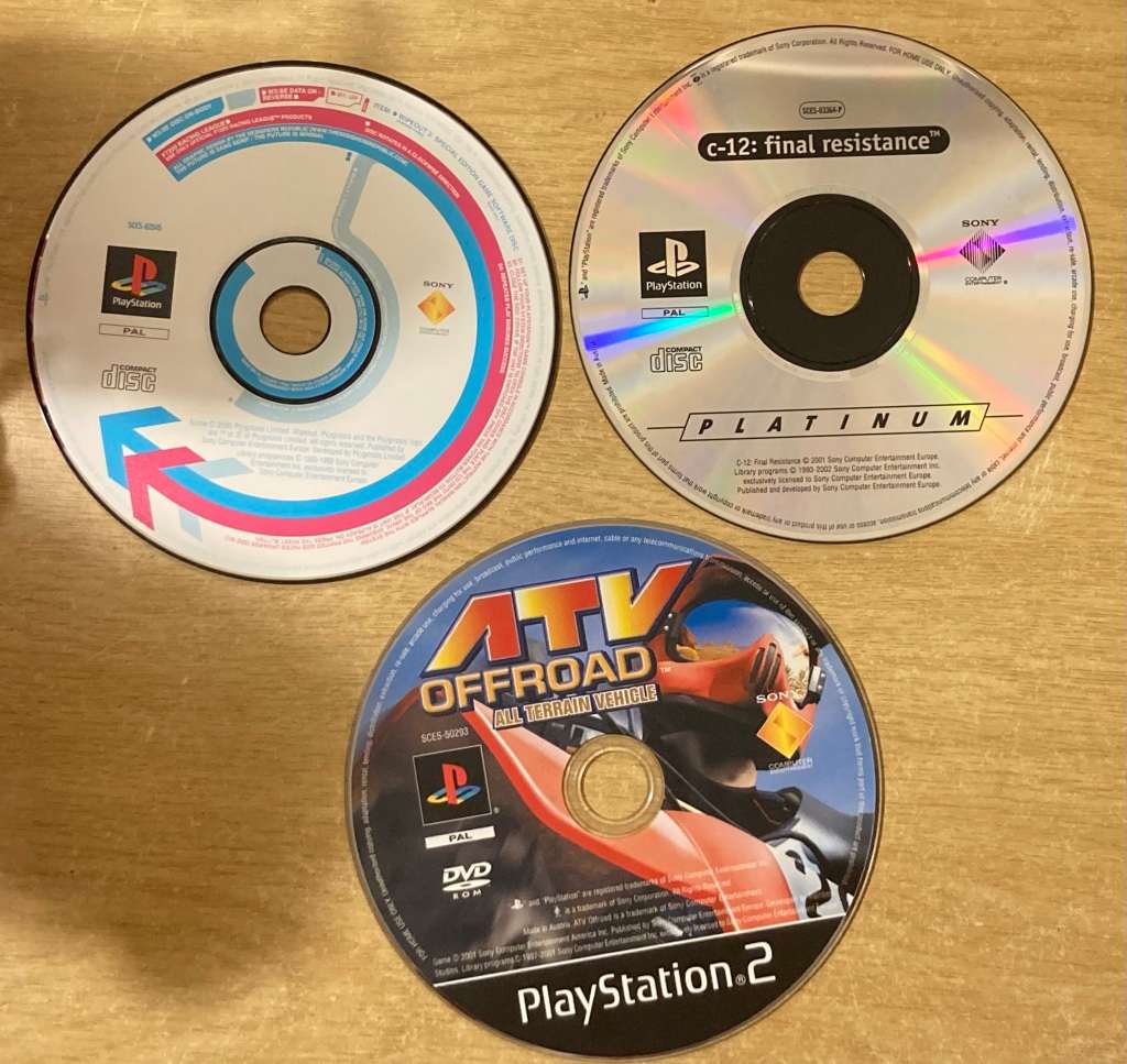 Lot of 3 loose PlayStation 1/2 discs, Wipeout 3, C-12 Final Resistance, ATV Off Road