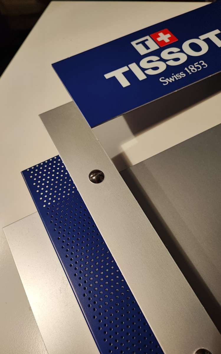 Early 1990s Tissot aluminium shop window display piece. Unused.