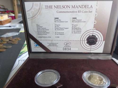 NELSON MANDELA 2000 and 2008 Commemorative Coin Set in specially designed case