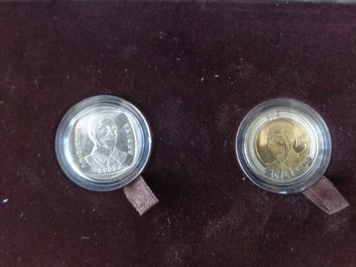 NELSON MANDELA 2000 and 2008 Commemorative Coin Set in specially designed case