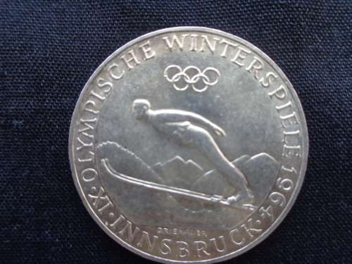 Rebulik of OSTERREICH Silver 50 Schilling Coin -Winter Olympics