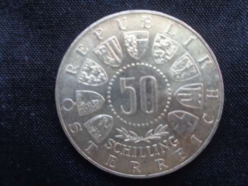 Rebulik of OSTERREICH Silver 50 Schilling Coin -Winter Olympics