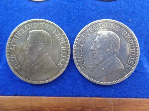 COMPLETE Set of PAUL KRUGER Coins from 1892 to 1898 in Kiaat Velvet Box  Plus many extra Coins
