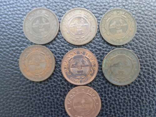 COMPLETE Set of PAUL KRUGER Coins from 1892 to 1898 in Kiaat Velvet Box  Plus many extra Coins