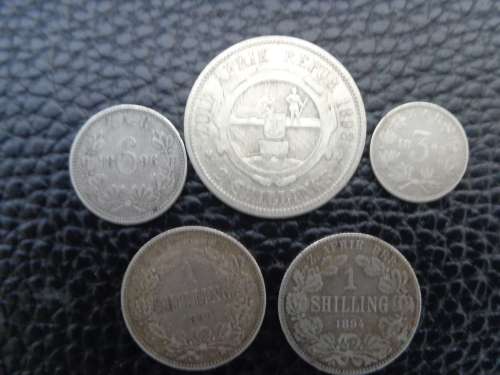 COMPLETE Set of PAUL KRUGER Coins from 1892 to 1898 in Kiaat Velvet Box  Plus many extra Coins