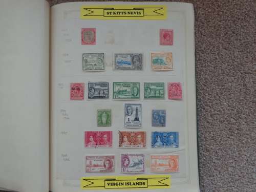 OLD Stamp Album  with over 850 Mint/Used BRITISH Commonwealth Stamps