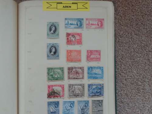OLD Stamp Album  with over 850 Mint/Used BRITISH Commonwealth Stamps