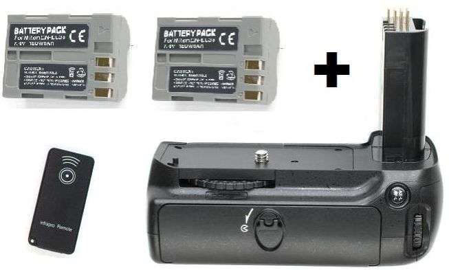 NEW! Battery Grip for NIKON D80 D90 Cameras w/ IR Remote Controller + 2 EN-EL3E Batterie