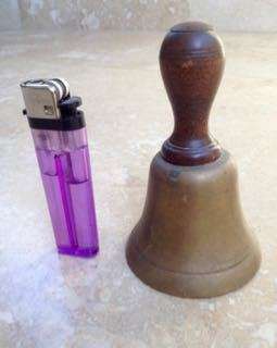vintage brass and wood school bell