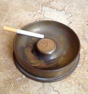 1947 SA Union one penny bombshell ashtray 1942 trench art