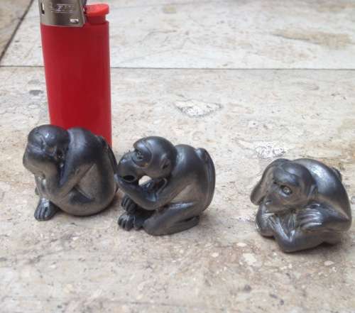 vintage miniature pewter three wise monkeys 1988