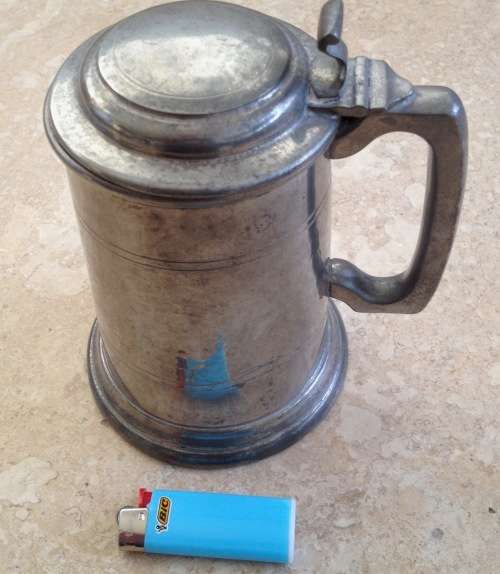 vintage Pewter beer mug with hat , made in England